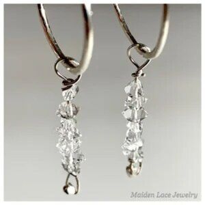 ✨ Herkimer Diamond Drop Silver Hoop Earrings ✨